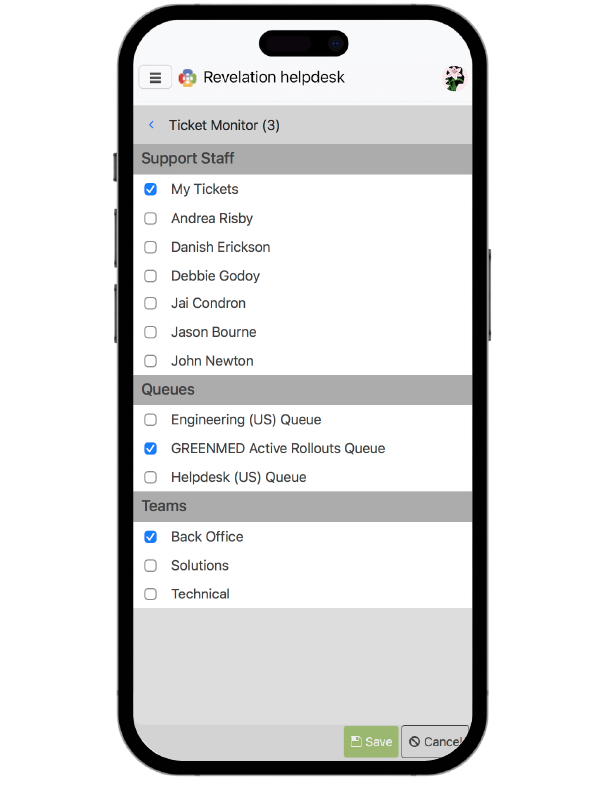 Monitor team tickets screenshot