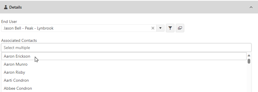 Product Features Associated Contacts
