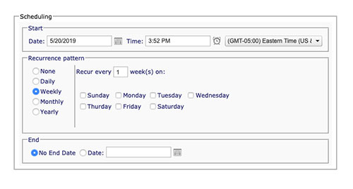 Product Features Scheduled Events