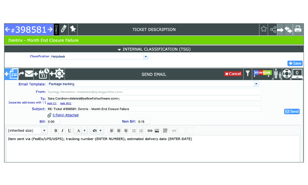 Product Features Send Email Through Tickets